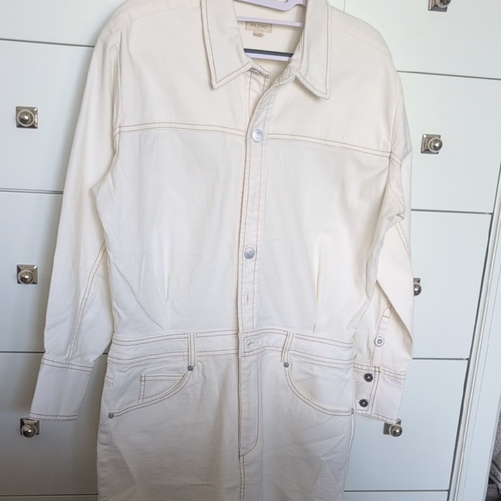 Anthropologie Pilcro Cream Button-Up Denim Dress